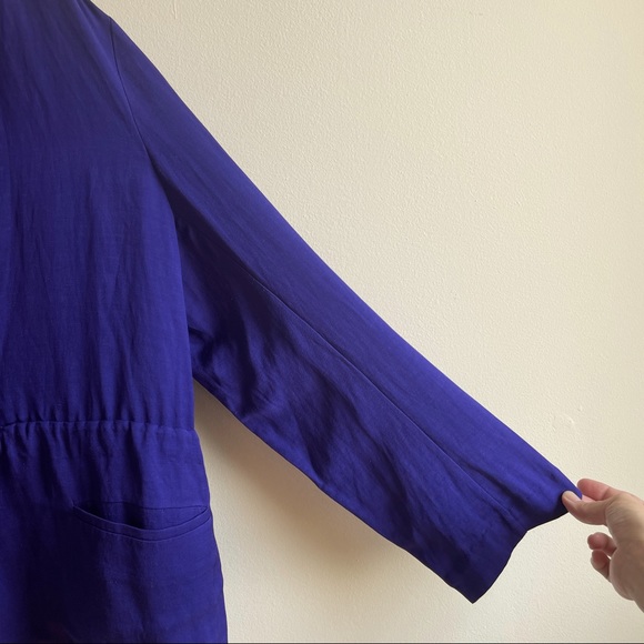 💜 Acne Studios royal purple linen blend jacket blazer w drawcord size 38 US M 6 - Picture 8 of 13